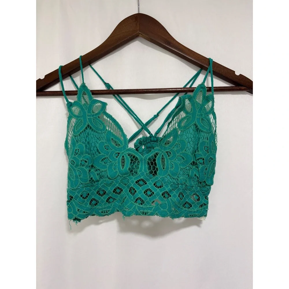 Free People FP One Adella Women's Lace Bralette Aqua Teal Crochet Boho